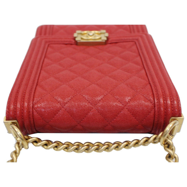 Chanel North South Boy Quilted Caviar Leather shoulder bag