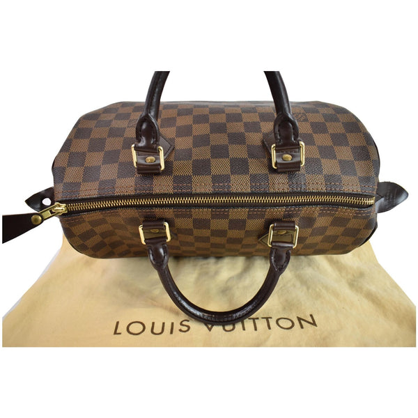 Louis Vuitton Speedy 30 Damier Ebene Satchel Bag Brown - top up side view