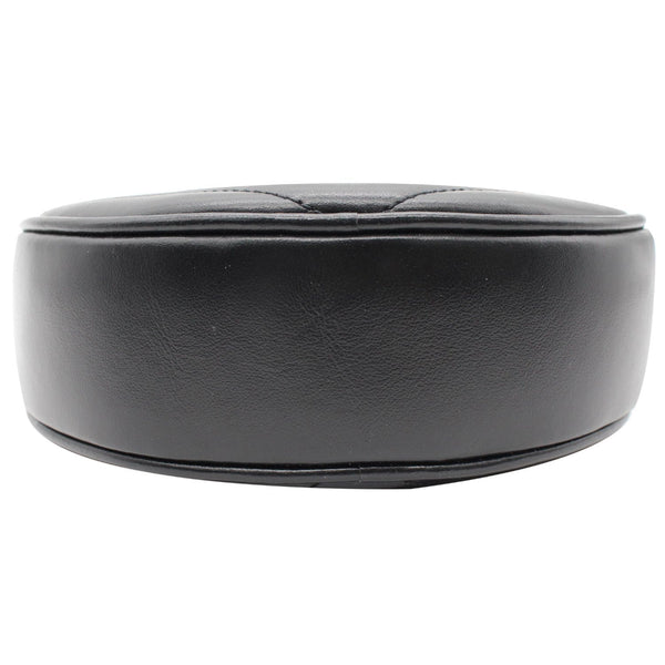 YVES SAINT LAURENT Vinyle Round Chevron Leather Camera Crossbody Bag Black