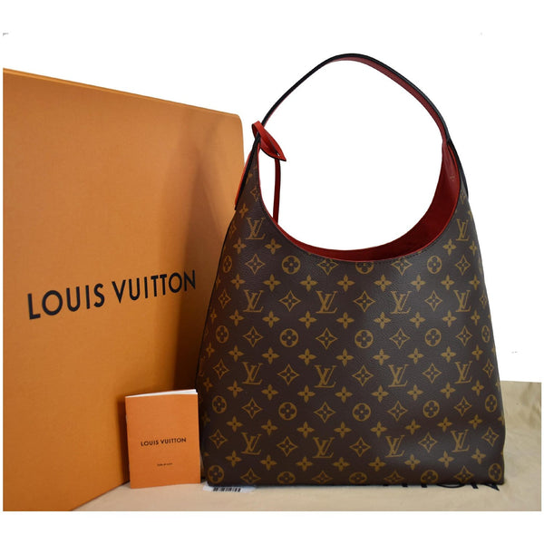 Louis Vuitton Flower Monogram Canvas Shoulder Hobo Bag - front side view