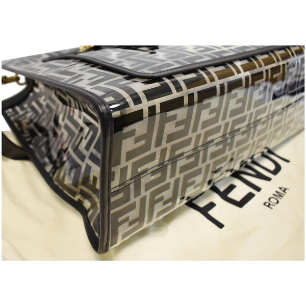 FENDI Runaway Shopper Medium TPU FF Leather Tote Bag Black