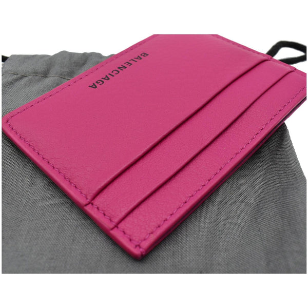 BALENCIAGA Leather Card Holder Pink