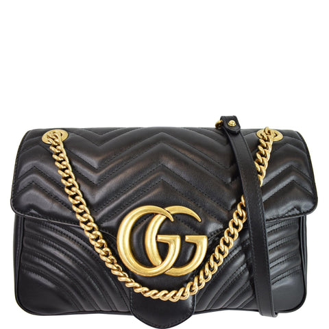 GUCCI GG Marmont Medium Matelasse Shoulder Bag Black 443496