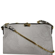 BURBERRY Chichester Embossed Leather Crossbody Clutch Bag White