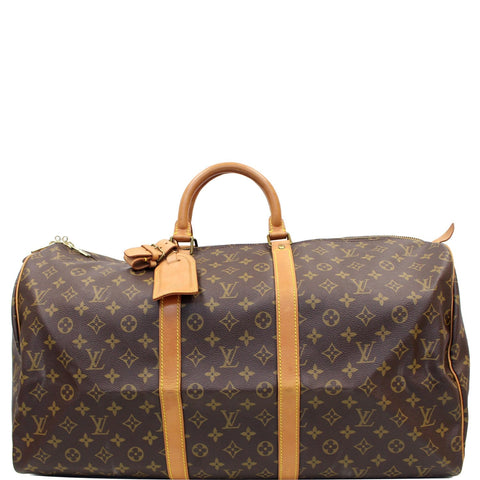 LOUIS VUITTON Keepall 55 Monogram Canvas Travel Bag Brown