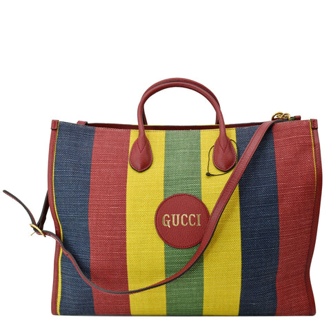 GUCCI Baiadera Stripe Canvas Tote Bag Multicolor 630358