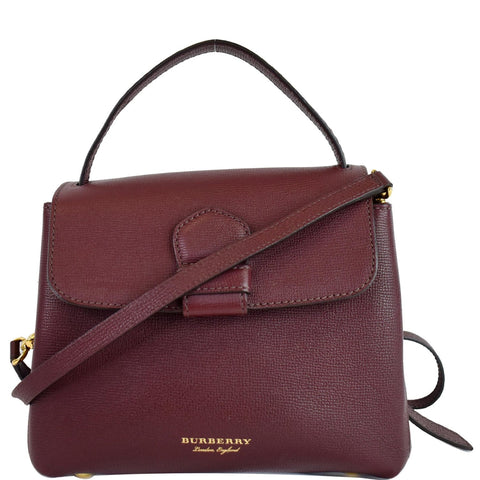 BURBERRY Camberley Small House Check Tote Shoulder Bag Dark Red