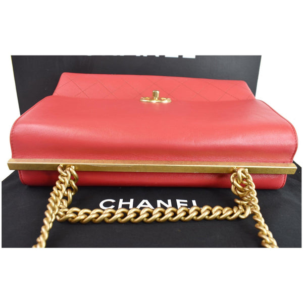 Chanel Coco Luxe Medium Flap Lambskin Shoulder Bag Red upside view