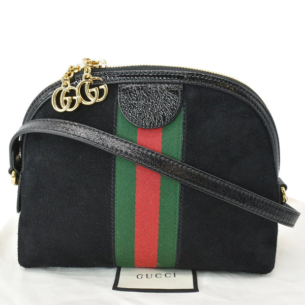 GUCCI Ophidia GG Small Suede Shoulder Bag Black 499621