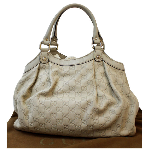 GUCCI Sukey Medium Guccissima Leather Tote Bag White 211944