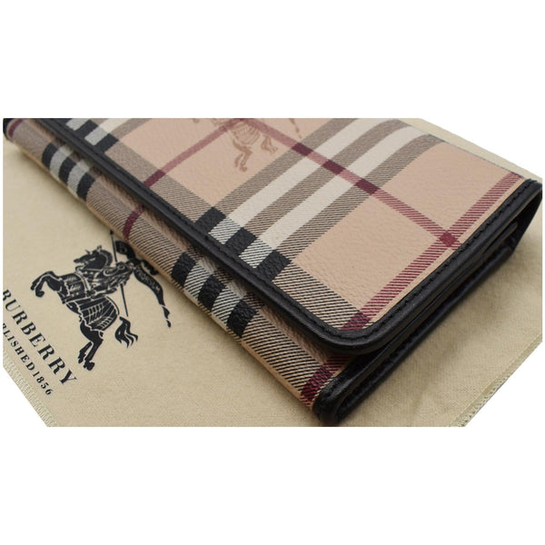 BURBERRY Continental Haymarket Check Leather Wallet Dark Brown