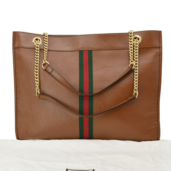 GUCCI Rajah Large Leather Tote Shoulder Bag Brown 537219