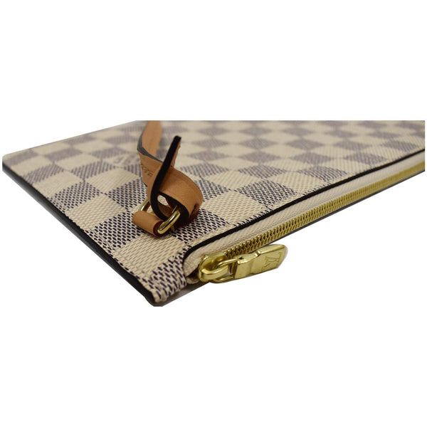 LOUIS VUITTON Neverfull Braided MM Damier Azur Pochette Wristlet White