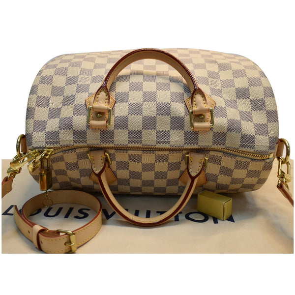 LOUIS VUITTON Speedy 30 Bandouliere Damier Azur Satchel Shoulder Bag White