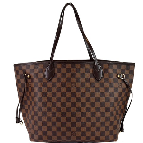 LOUIS VUITTON Neverfull MM Damier Ebene Tote Shoulder Bag Brown