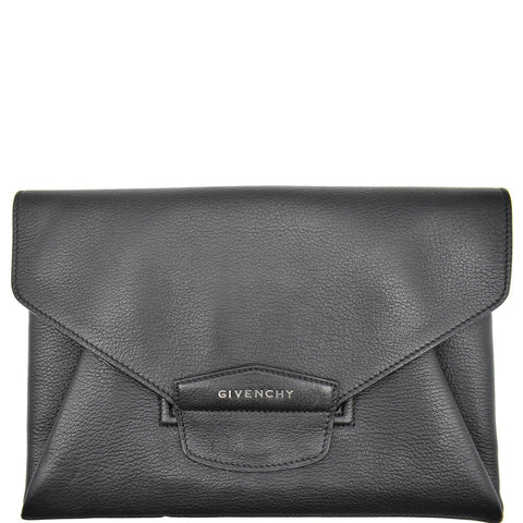 GIVENCHY Antigona Envelope Leather Clutch Black