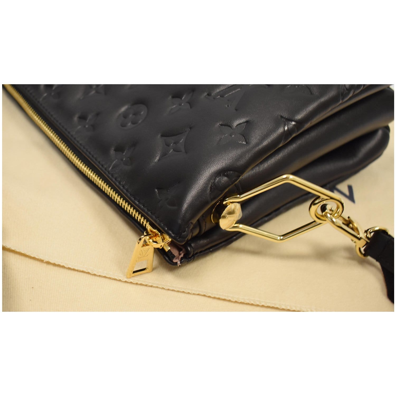 Louis Vuitton Coussin PM Handbag Yellow Monogram Embossed Puffed