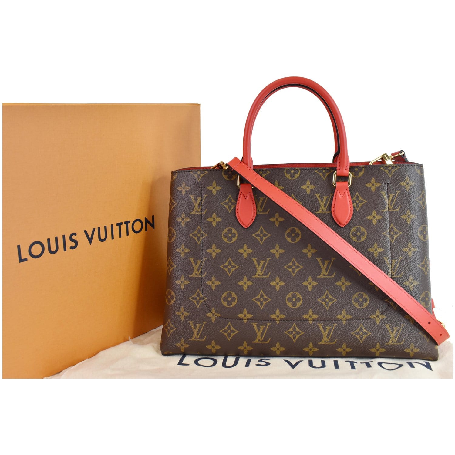LV Long Chequered Brown Flower Pattern 
