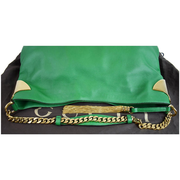 GUCCI 1970 Medium Leather Shoulder Bag Green 290682