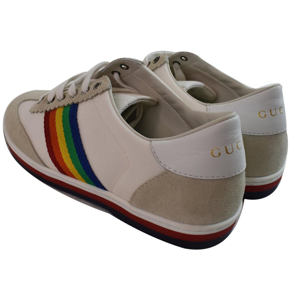GUCCI Suede Stripe Rainbow G74 Leather Sneakers White 552969 US 5