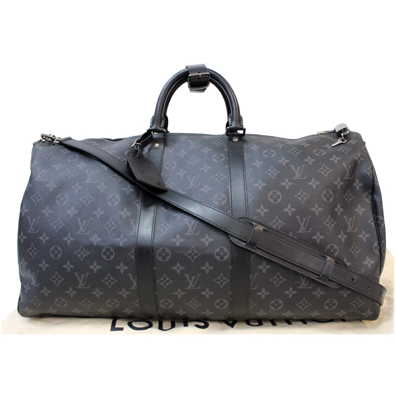 Louis Vuitton Keepall 55 Bandouliere Monogram Eclipse Duffle Bag