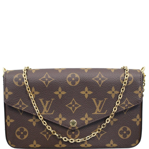 LOUIS VUITTON Pochette Felicie Monogram Canvas Crossbody Bag Brown