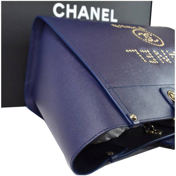 Chanel Deauville Studded Caviar Tote Shoulder corner