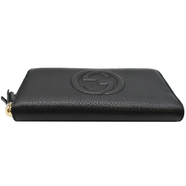 GUCCI Soho Zip Around Pebbled Calfskin Leather Wallet Black 598187