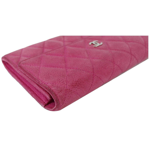 Chanel CC Caviar Leather Long Wallet Pink | corner view