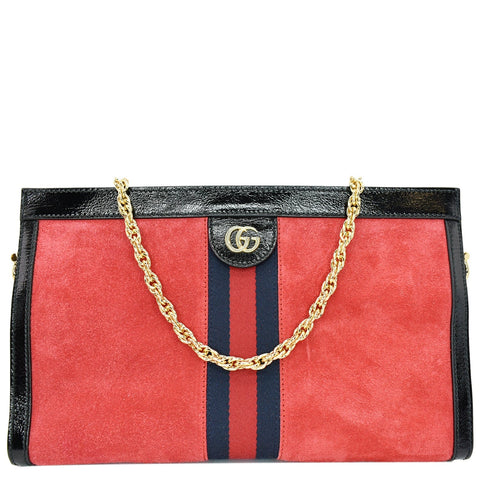 GUCCI Ophidia GG Medium Web Suede Leather Shoulder Bag Red 503876  - Hot Deals