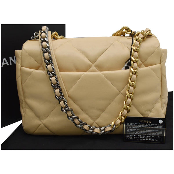 CHANEL 19 Large Lambskin Leather Shoulder Bag Nude