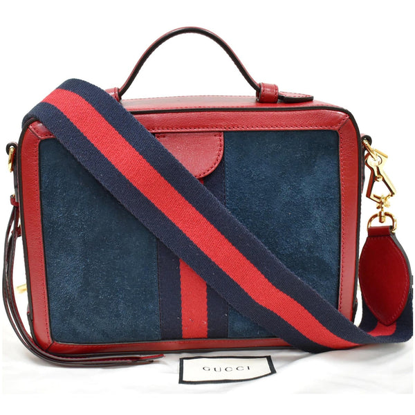 GUCCI Ophidia GG Small Web Suede Leather Top Handle Shoulder Bag Red 550622