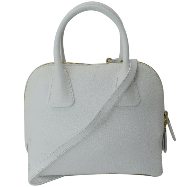 BURBERRY Grainy Leather Bowling Shoulder Bag White