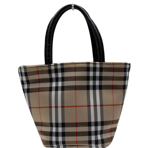 BURBERRY Mini Nova Check Canvas Tote Bag Beige