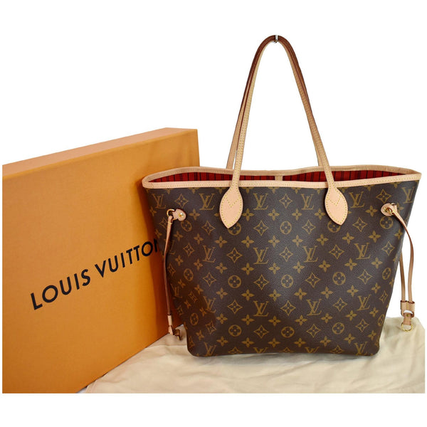 LOUIS VUITTON Neverfull MM Monogram Canvas Tote Shoulder Bag Brown