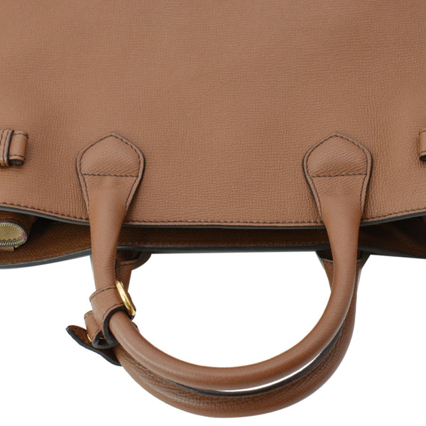 Burberry Banner Medium House Check Tote Bag Tan - DDH.