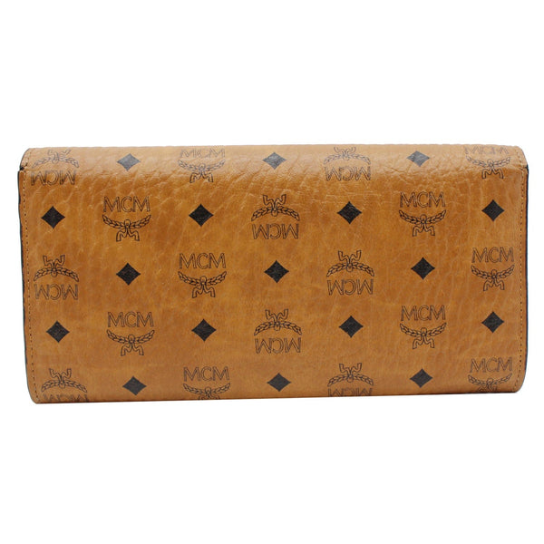 MCM Visetos Two-Fold Monogram Leather Wallet Cognac