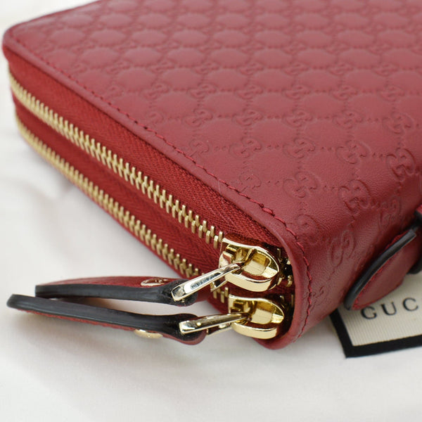 GUCCI Microguccissima GG Leather Double Zip Large Wallet Red 544250