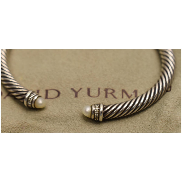 David Yurman Cable Sterling Silver Pearl Bracelet for sale