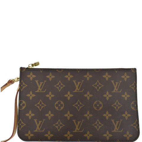 LOUIS VUITTON Pochette Wristlet Pouch Monogram Canvas Neverfull MM Brown