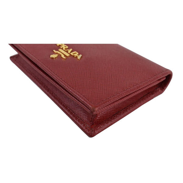 PRADA Saffiano Leather Bi-Fold Wallet Card Case Coin Purse Red - Final Sale