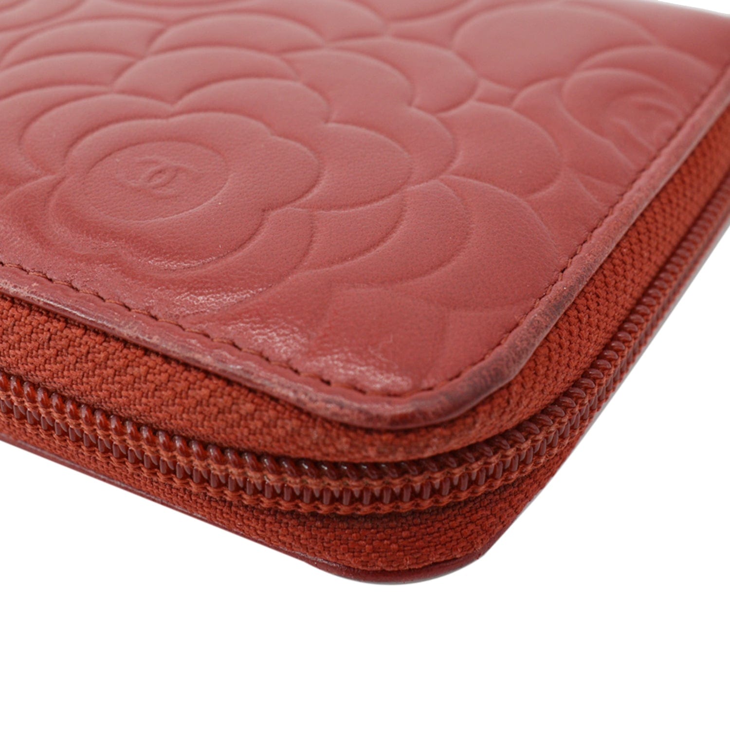 Pink Embossed Camellia Cosmetic Pouch Make Up Case
