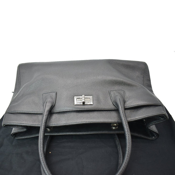 CHANEL Reissue Cerf Executive East West Leather Tote Bag Black