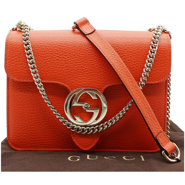 GUCCI Interlocking GG Leather Crossbody Bag Orange 510304