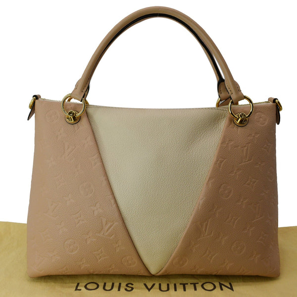 LOUIS VUITTON V MM Monogram Empreinte Tote Shoulder Bag Rose