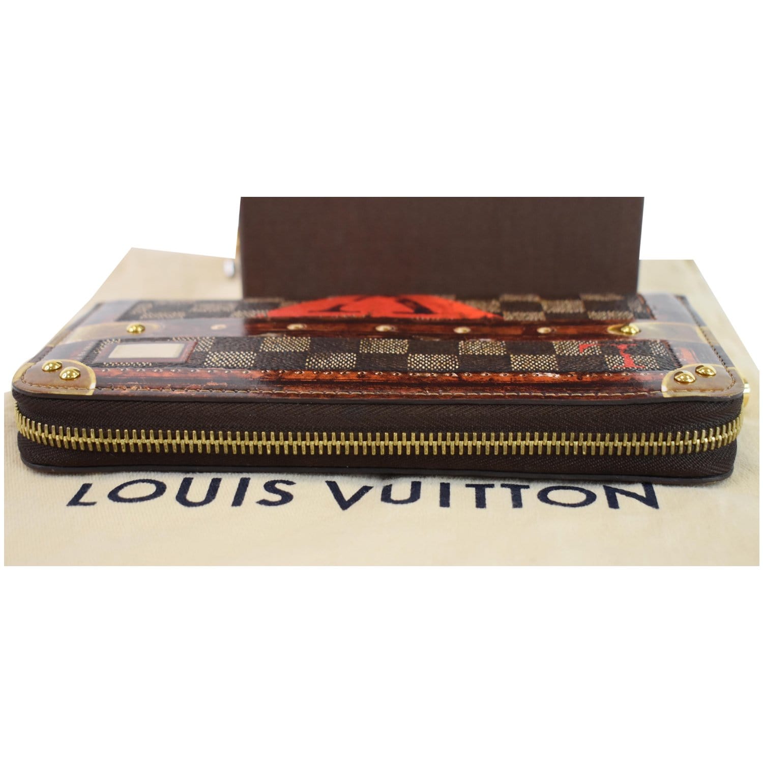 LOUIS VUITTON Transformed Damier Ebene Time Trunk Zippy Wallet Black