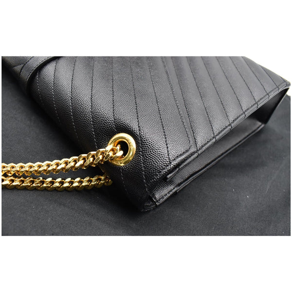 YVES SAINT LAURENT Large Envelope Grain De Poudre Chain Shoulder Bag Black