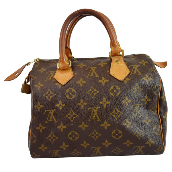 Louis Vuitton Speedy 25 Monogram Canvas Satchel Bag - front view side