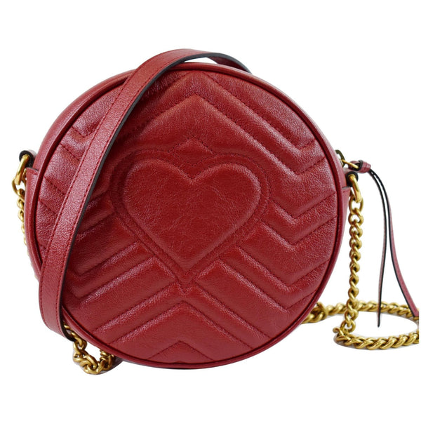 Gucci GG Marmont Mini Round Leather Heart Bag