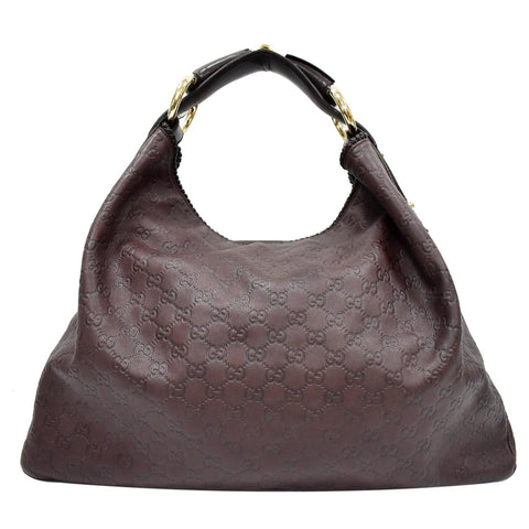 GUCCI Horsebit Large Guccissima Leather Hobo Bag Dark Brown 114900